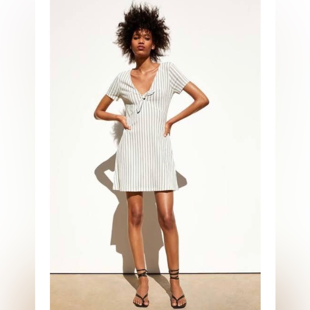 Zara V Neck Tie Front Dress